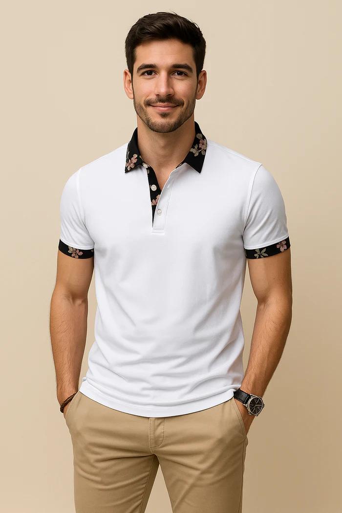 Floral Accent Polo Shirt