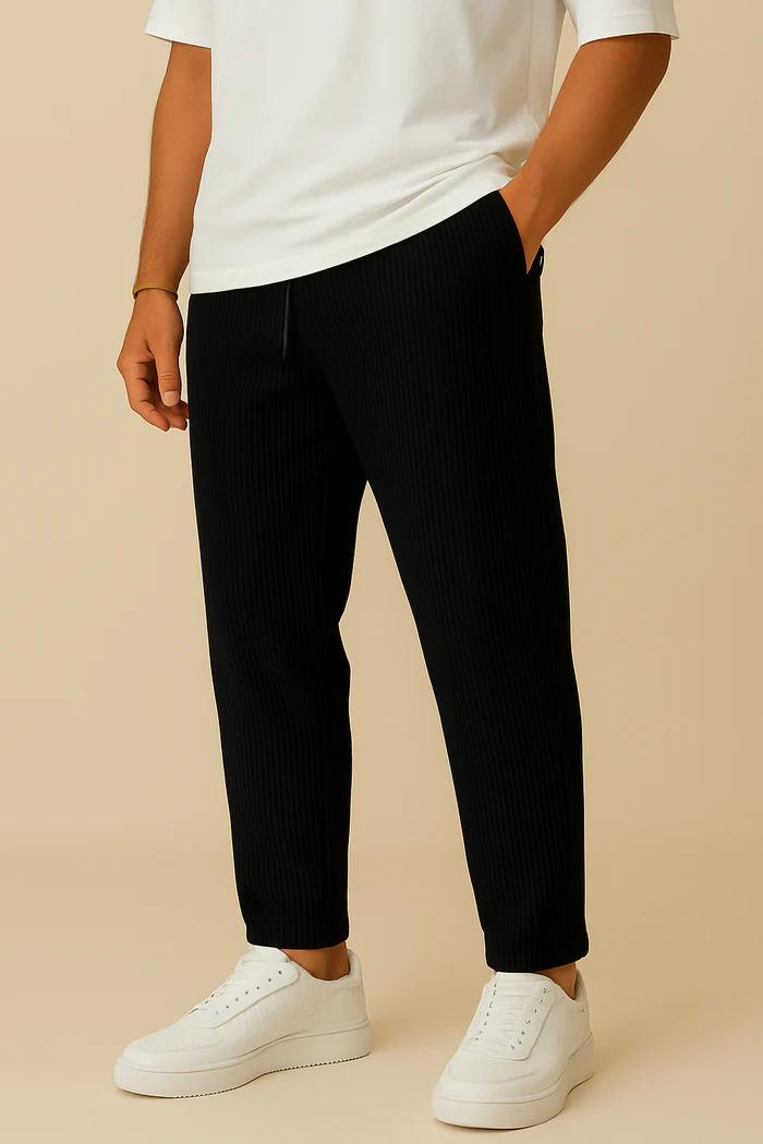 Pinstripe Relaxed Drawstring Trousers