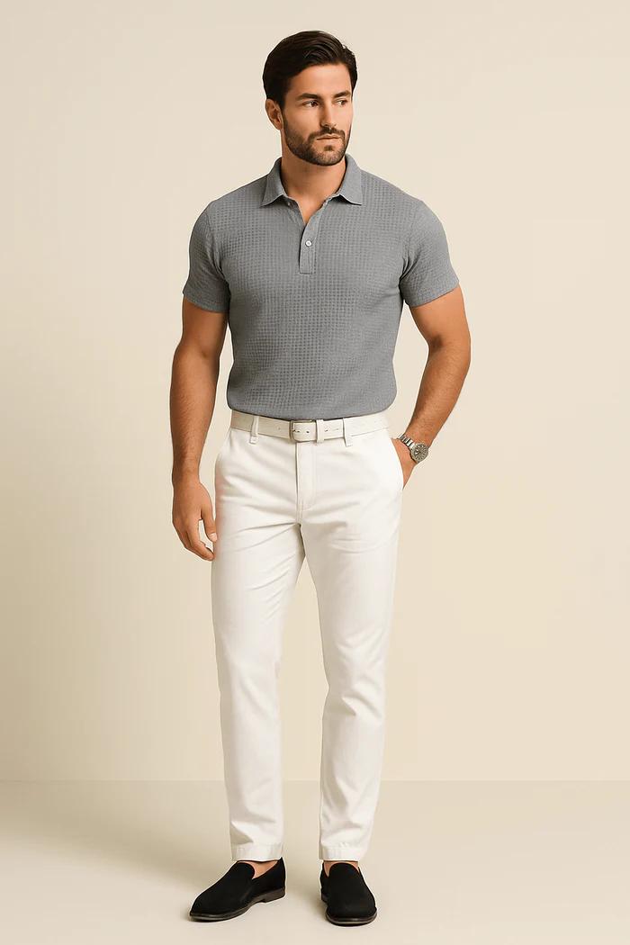 Textured Knit Polo Shirt